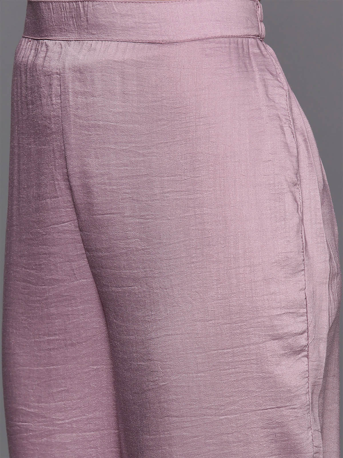 Women's Violet Floral Embroidered Straight Kurta Trouser With Dupatta Set - Odette