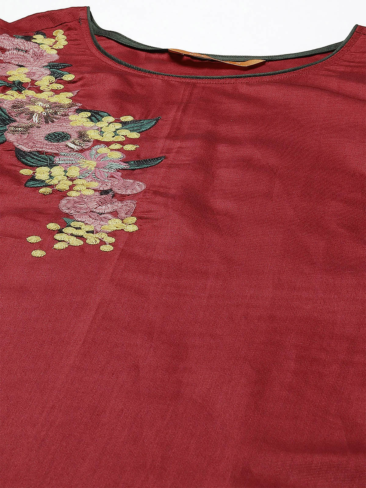 Women's Red Embroidered Kurta Sets - Odette