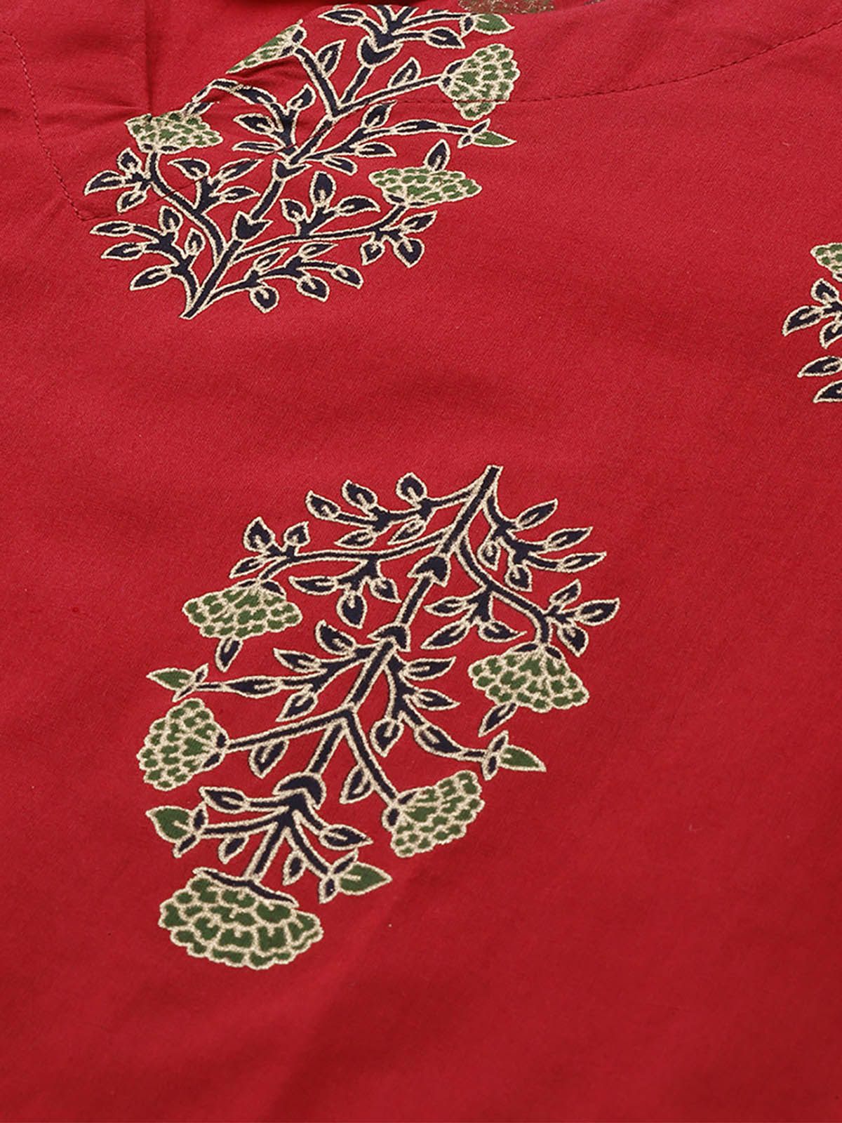 Women's Red Foil Printed Straignt Kurta Palazzo Set - Odette