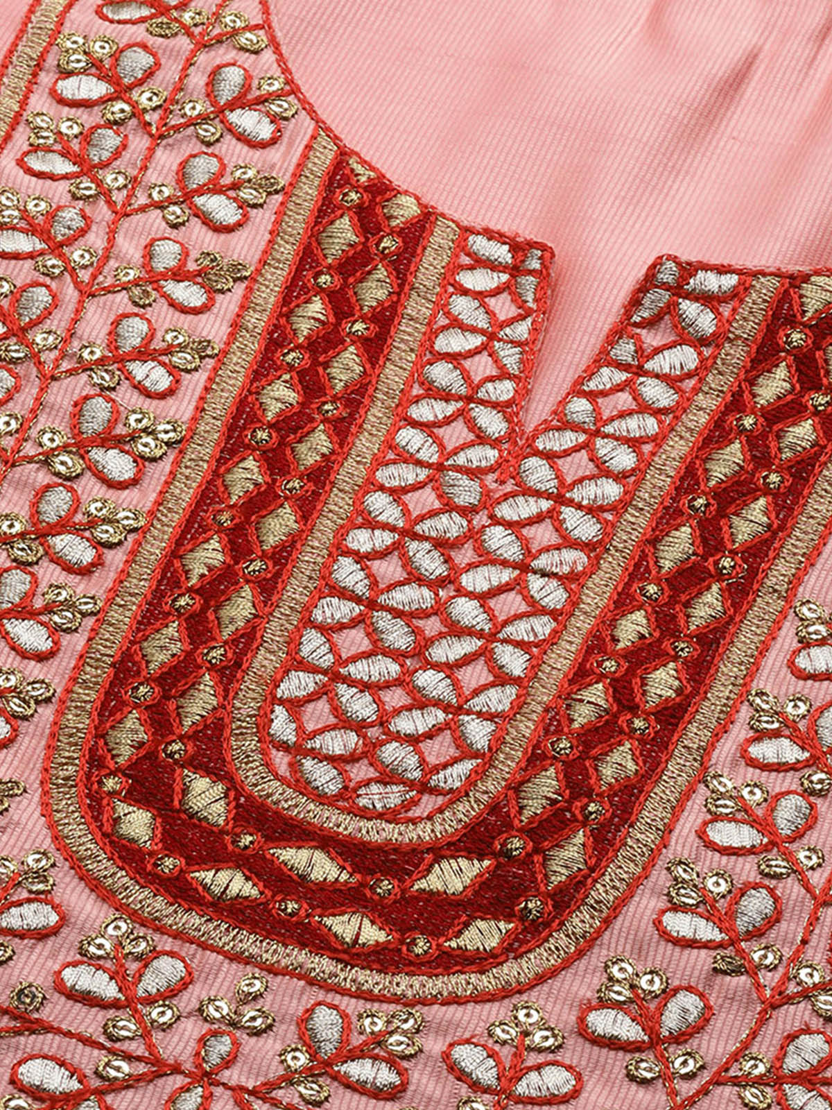 Women's Baby Pink Embroidered Straight Kurta Trouser Set - Odette