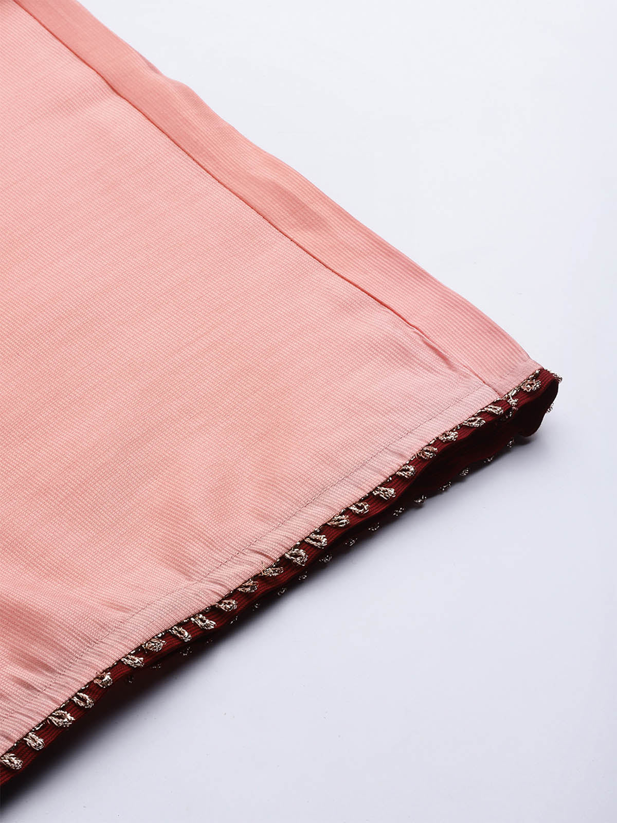 Women's Baby Pink Embroidered Straight Kurta Trouser Set - Odette
