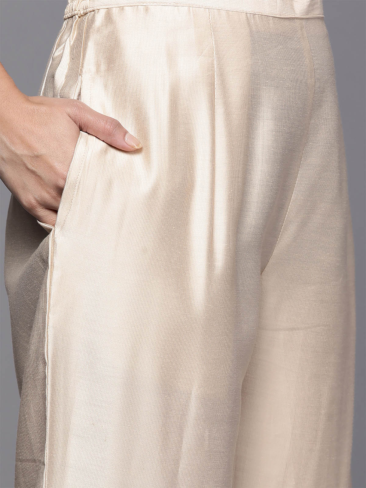 Women's Off White Embroidered Straight Kurta Trouser Set - Odette
