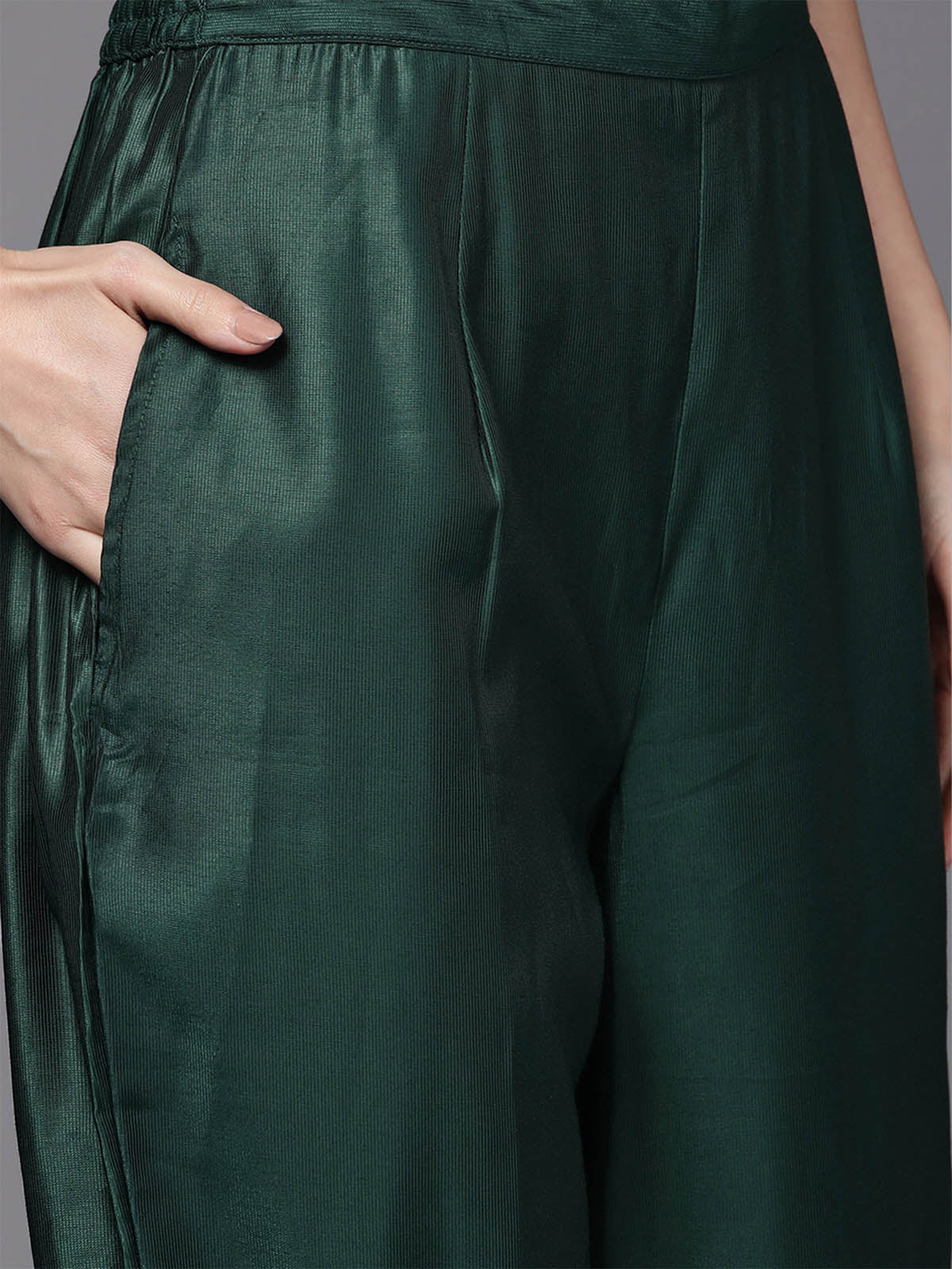 Women's Teal Embroidered Straight Kurta Trouser Set - Odette