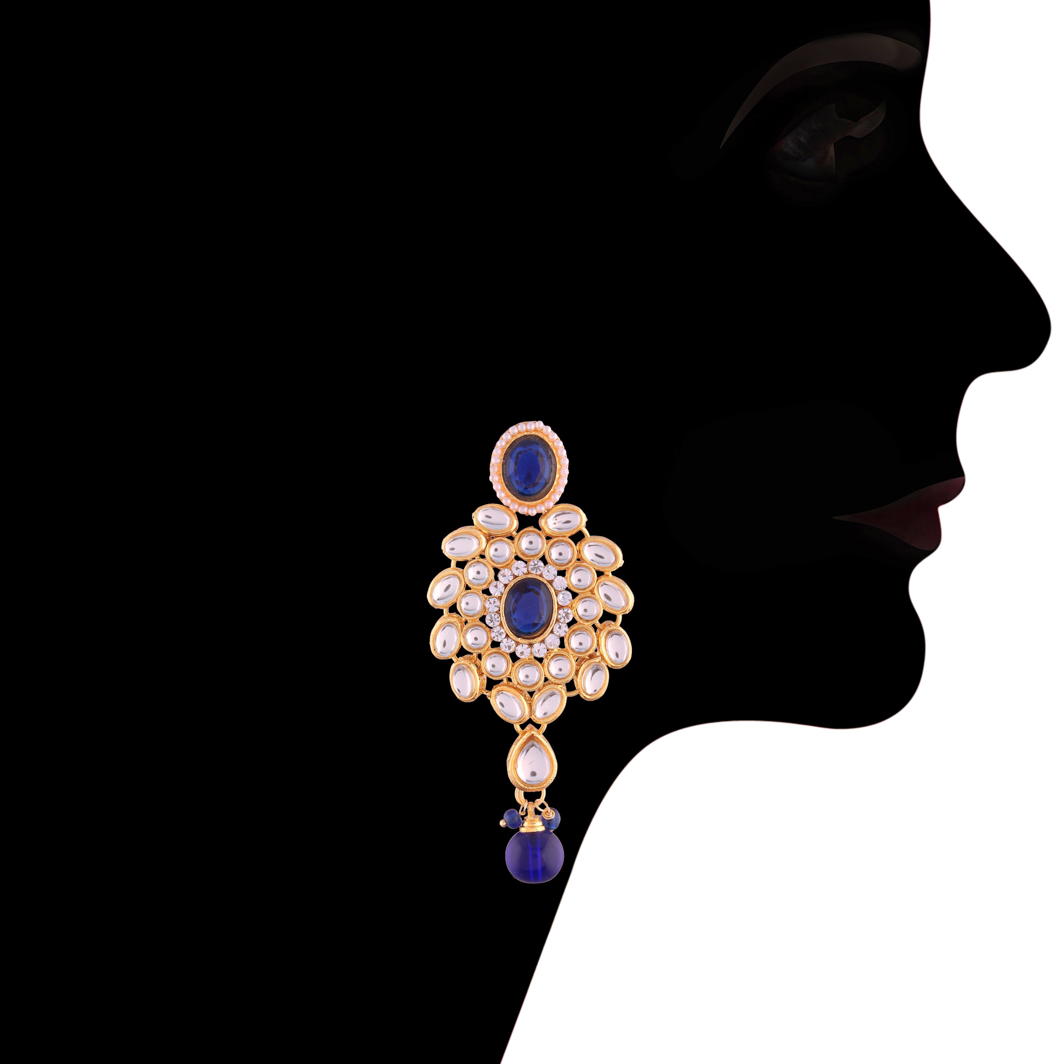 Women's traditional gold plated kundan choker jewellery set ij319bl - I Jewels