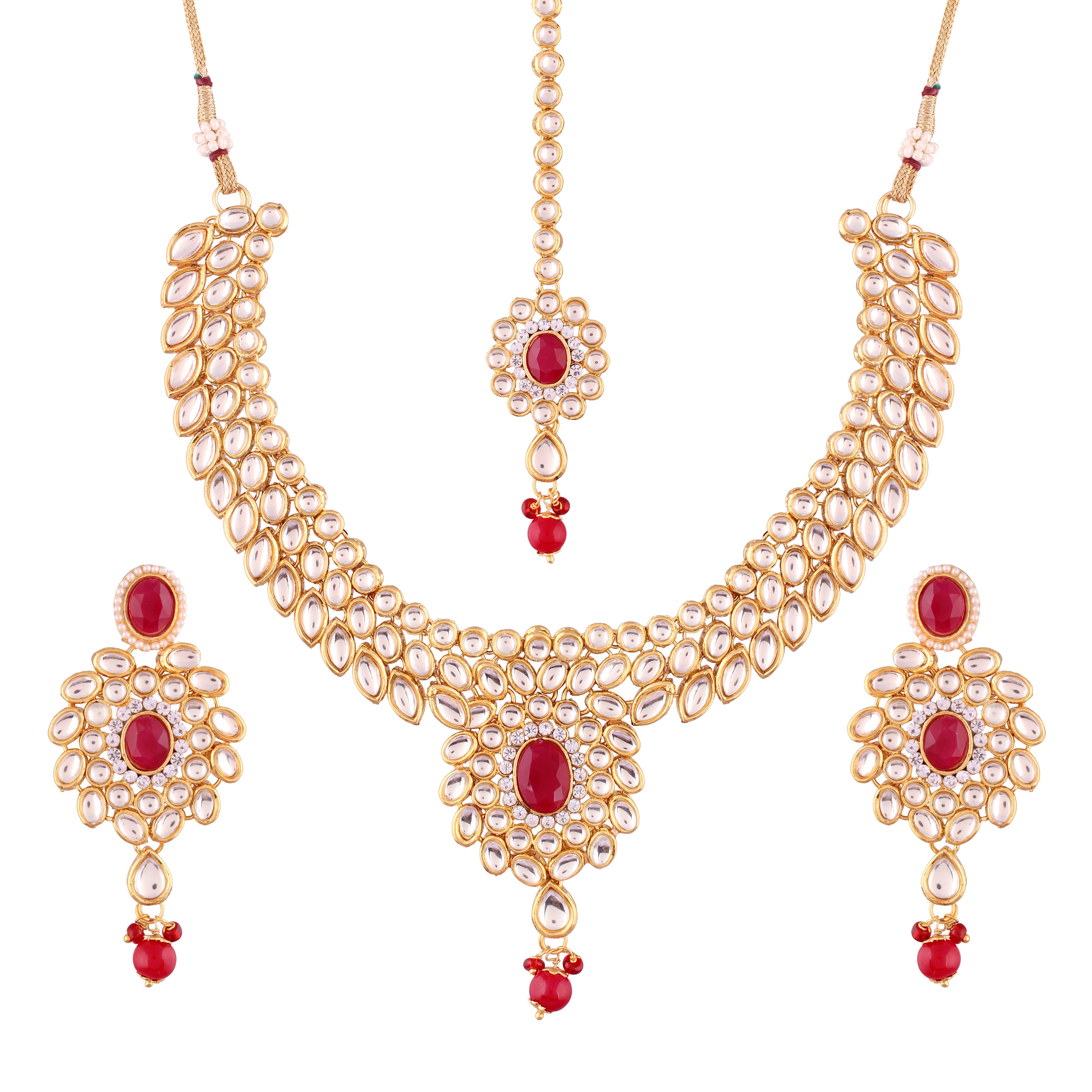 Women's traditional gold plated kundan choker jewellery set ij319bl - I Jewels