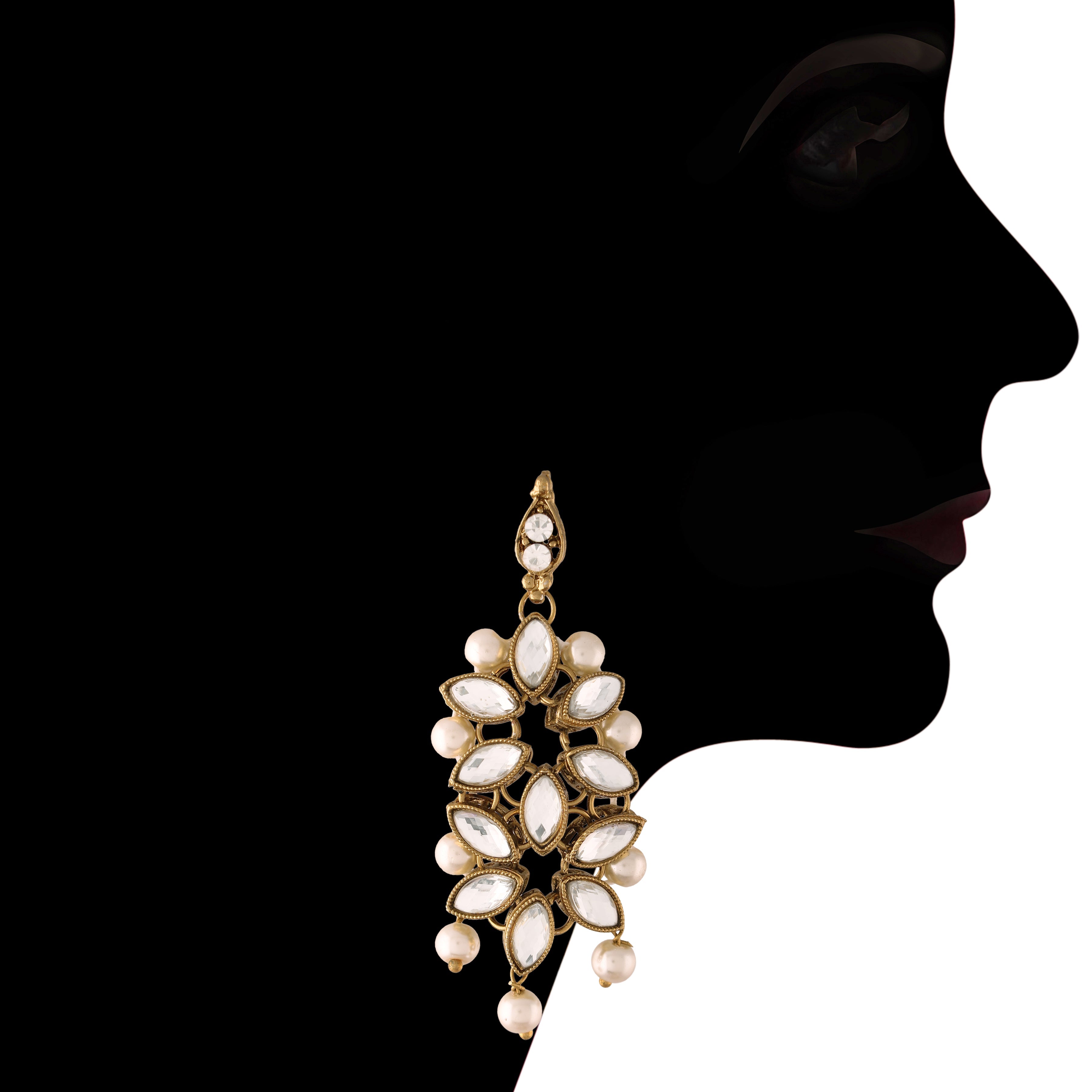 Women's 18k Gold Plated Kundan & Pearl Beaded Choker Set  - I Jewels