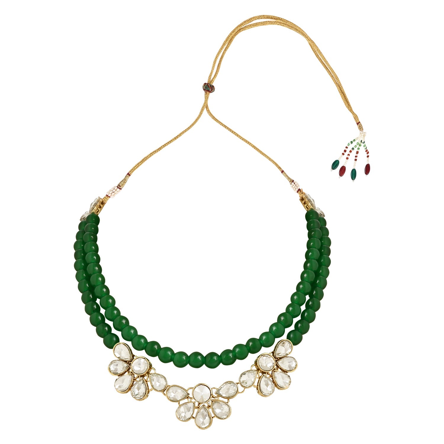 Women's 18K Gold Plated Traditional Kundan & Pearls Necklace Jewellery Set with Earrings