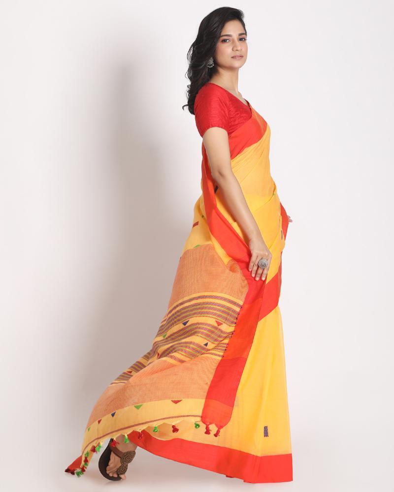 Women's Cotton Handloom saree1 - Angoshobha