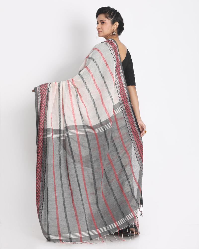Women's All Over Jacquard Work Cotton Saree Grey Pallu
