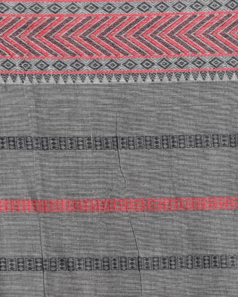 Women's All Over Jacquard Work Cotton Saree Grey Pallu