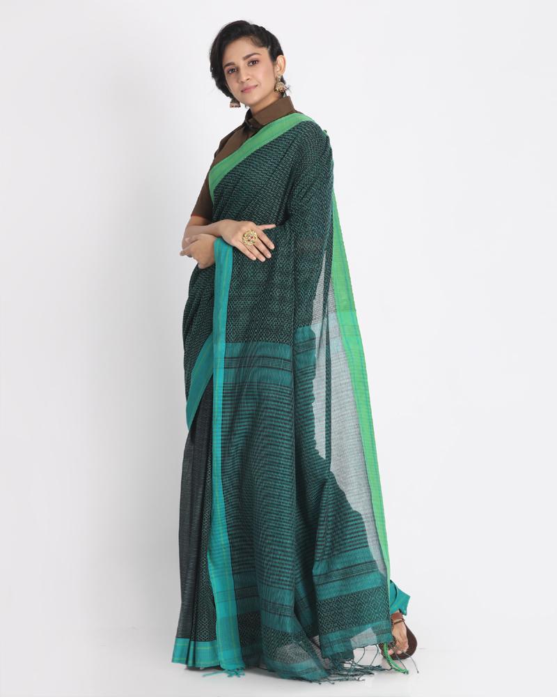 Women's All Over Kantha Work Multicolor Handloom Cotton Saree