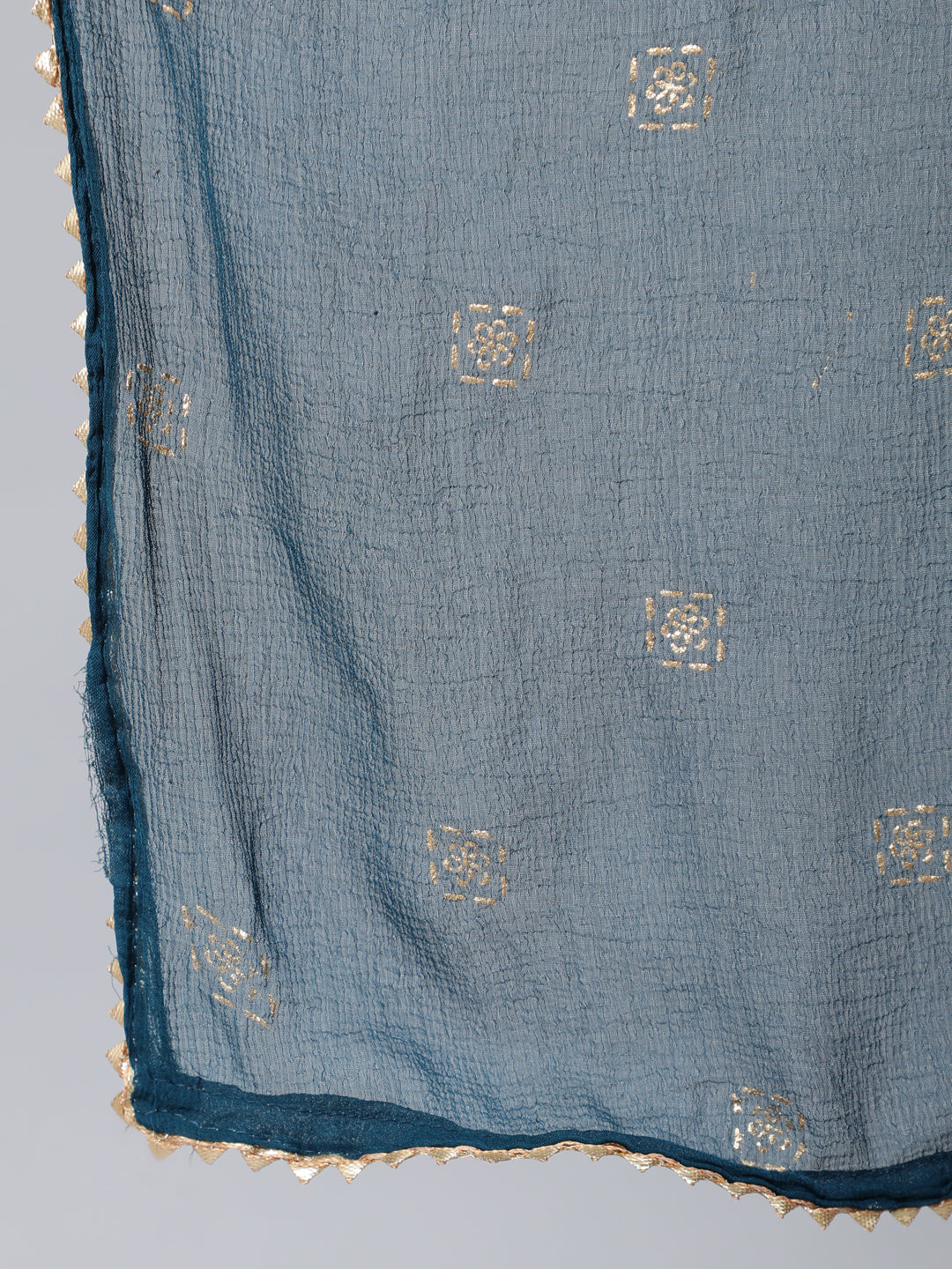 Women's Navy Blue Ethnic Motifs Embroidered Thread Work Kurta with Trousers  With Dupatta