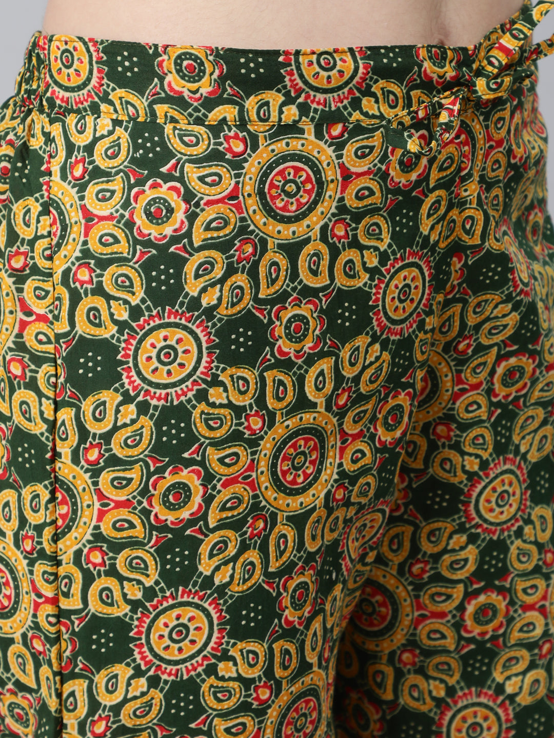 Women's Teal Green Printed Cotton Kurta with Trousers & Dupatta