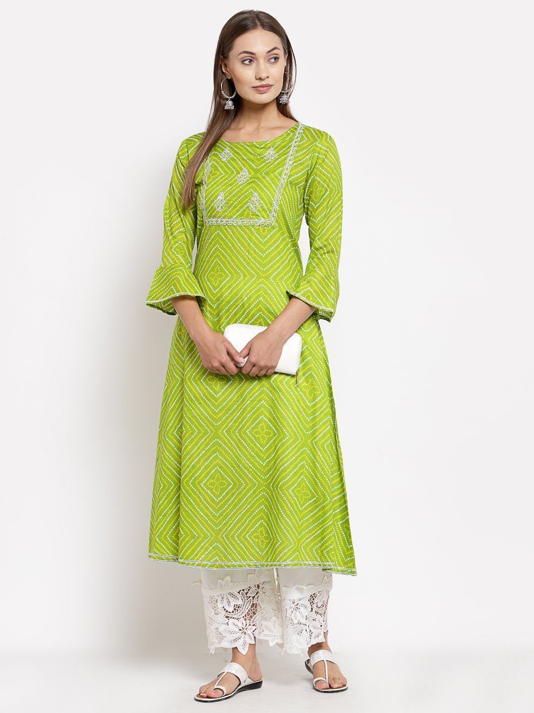 Women Green Cotton Printed Kurta by Myshka (1 Pc Set)