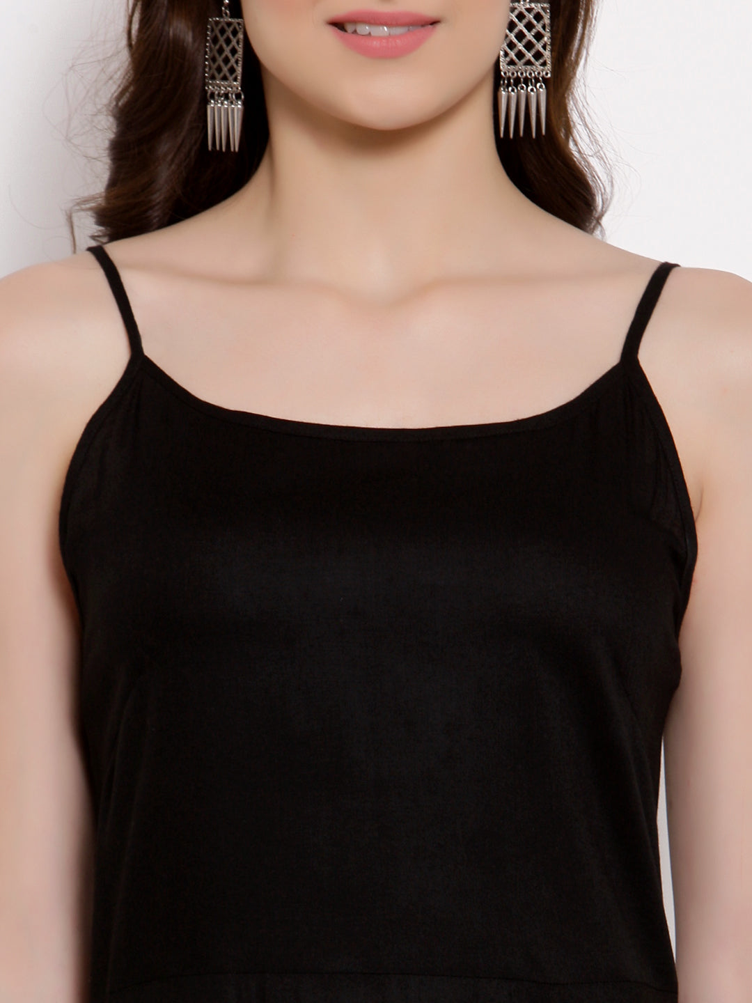 Women's Black Cotton Sleeveless Off Shoulder Solid Casual kurta Palazzo Dupatta Set - Myshka