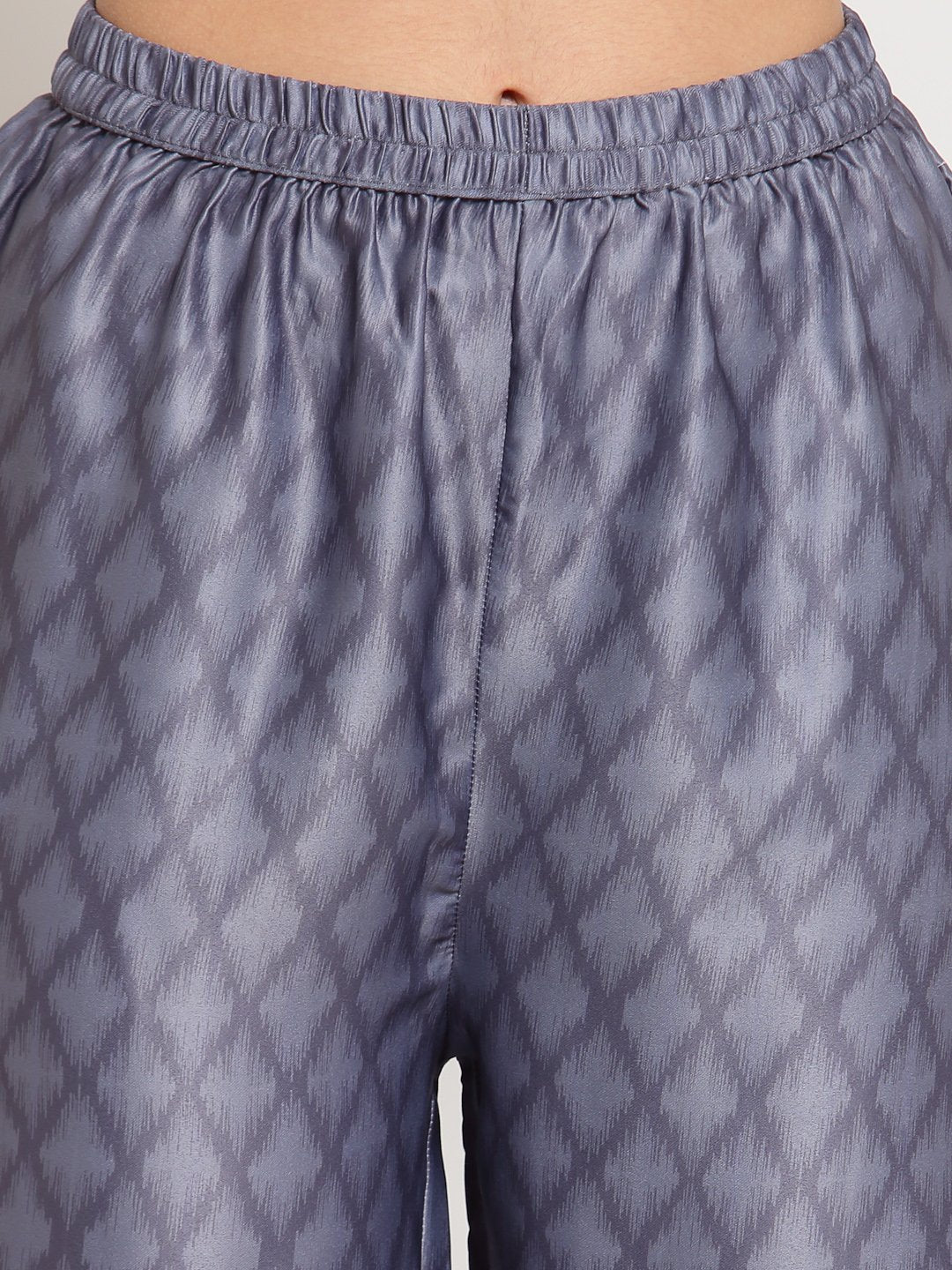 Women's Multi Printed Cotton Blend 3/4 Sleeve Round Neck Casual Kurta Palazzo Dupatta Set - Myshka