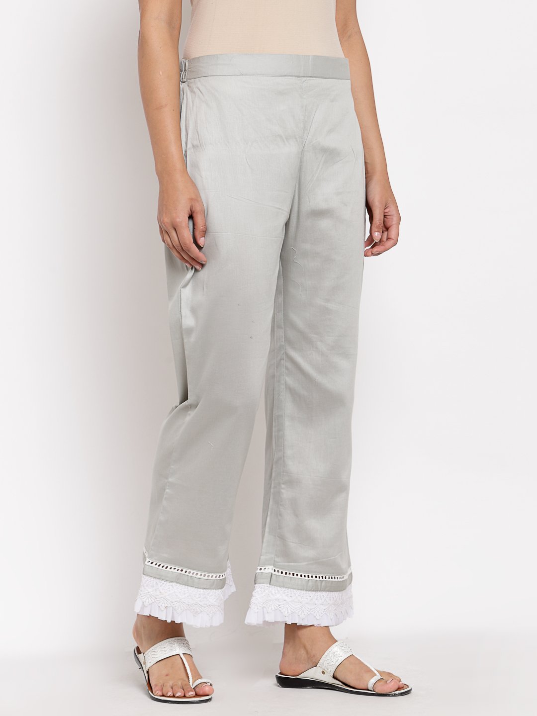 Women Grey Cotton Trouser by Myshka (1 Pc Set)