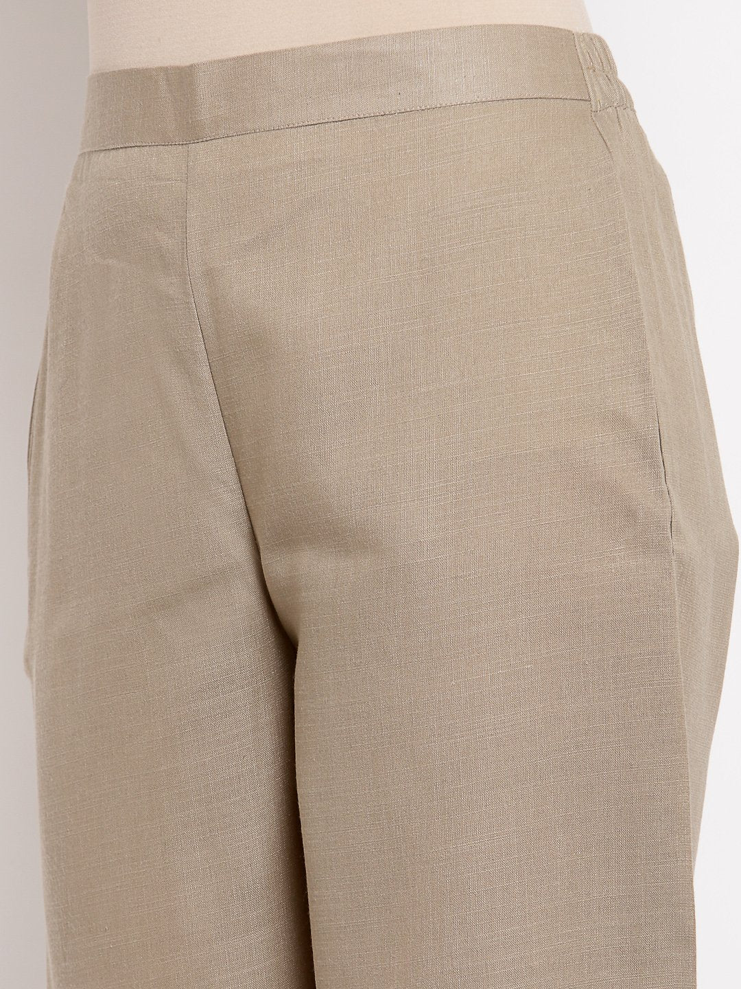 Women's Grey Cotton Solid Casual Trouser - Myshka
