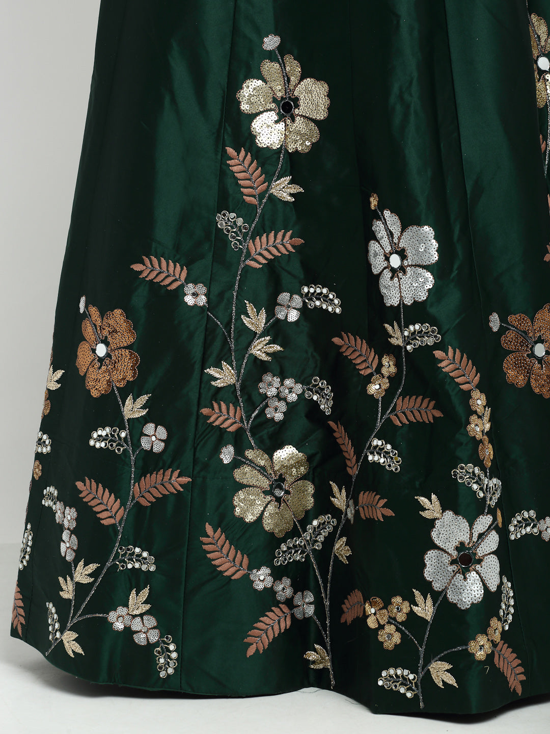 Women's Greenâ - Satin Silk Embroidered Fully Stitched Lehenga - Royal Dwells