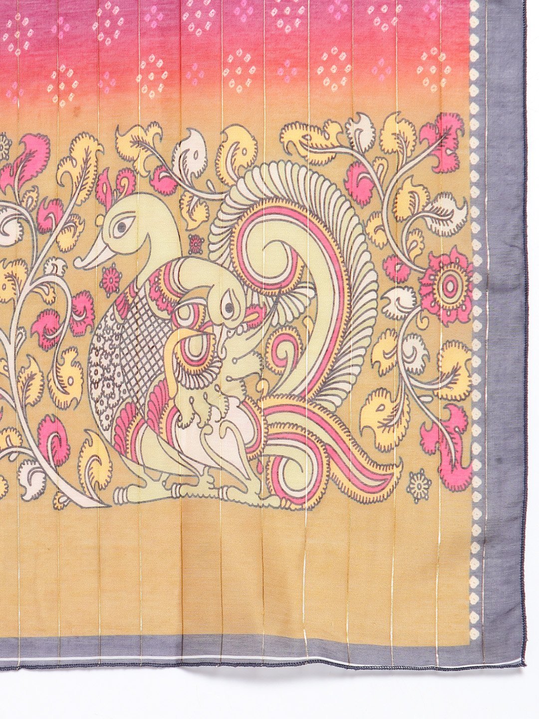 Women's Burgandy Printed Cotton Full Sleeve V Neck Casual Kurta Dupatta Set - Myshka