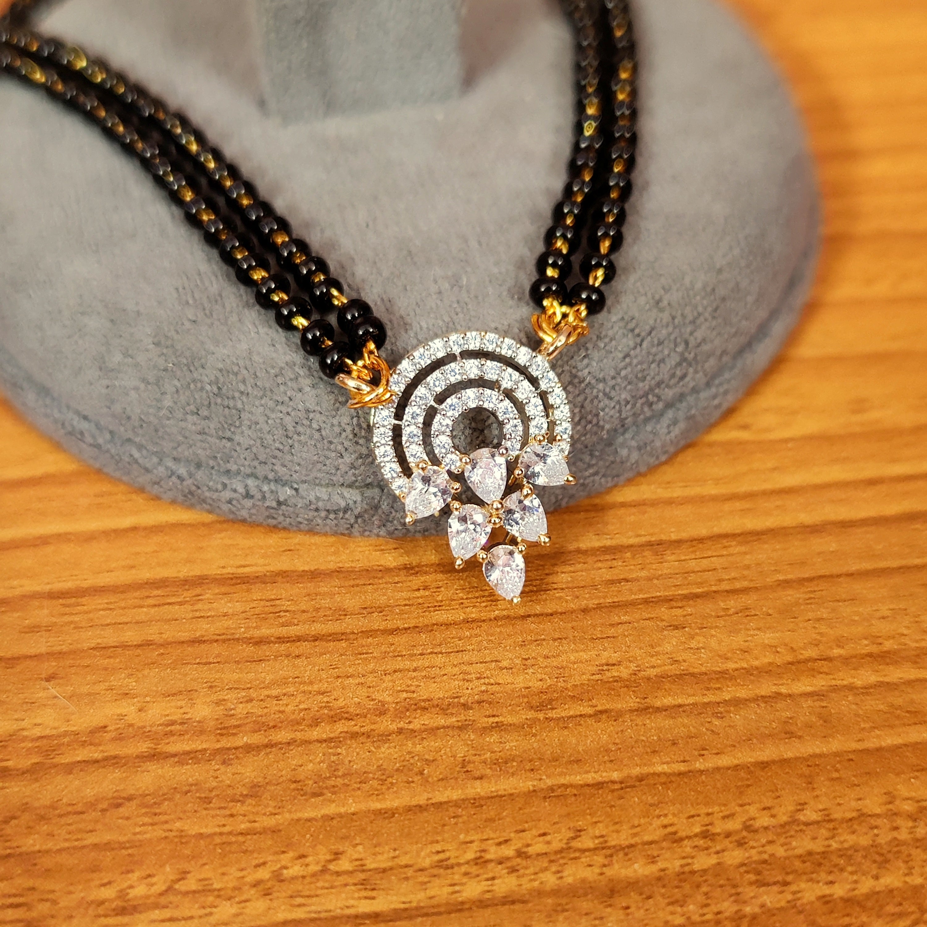Women 's Gold Plated Diamond Pattern Mangalsutra - Sanvi Jewels