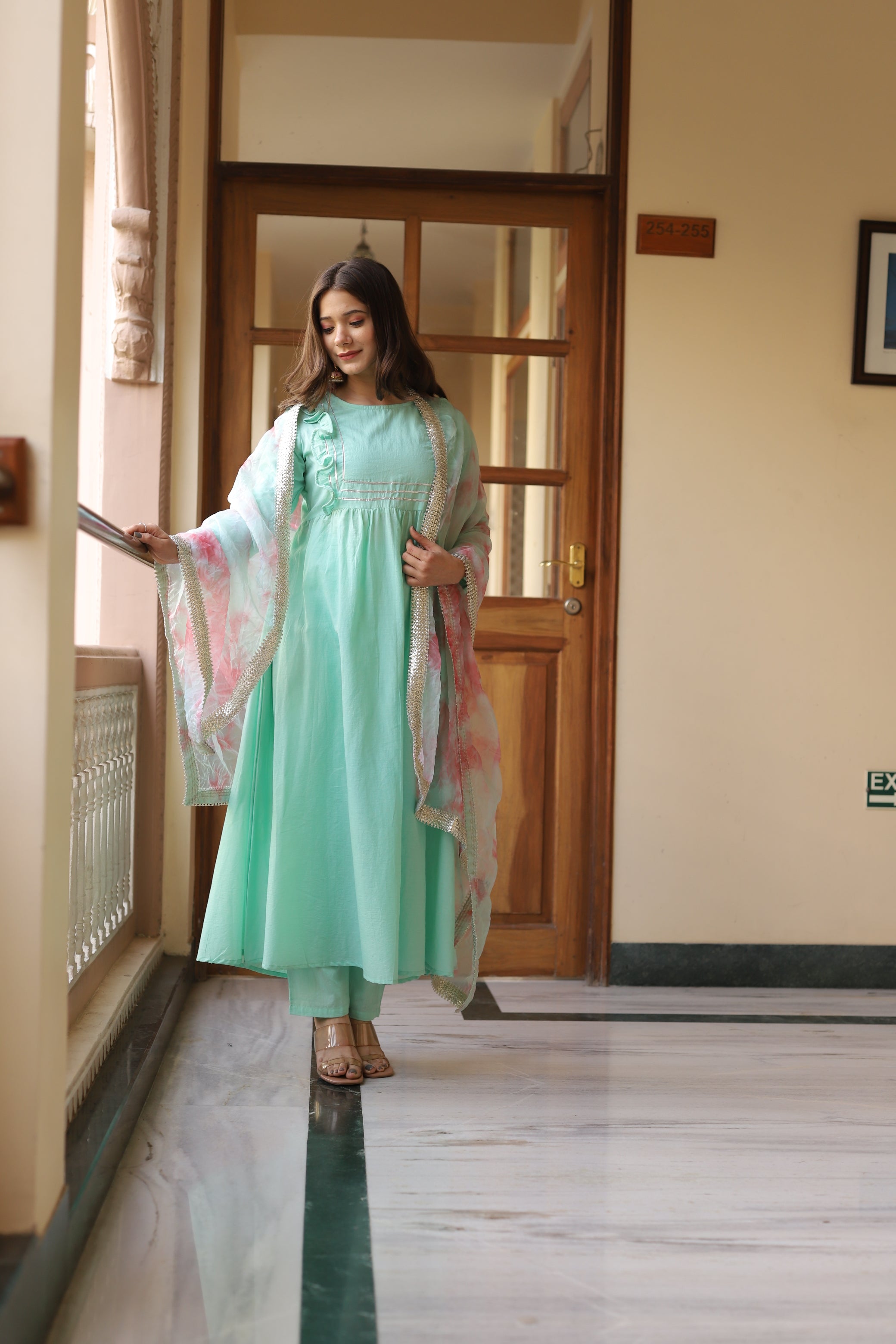 Women's Green Colour Festival Wear Suit Set - Roohaniyat