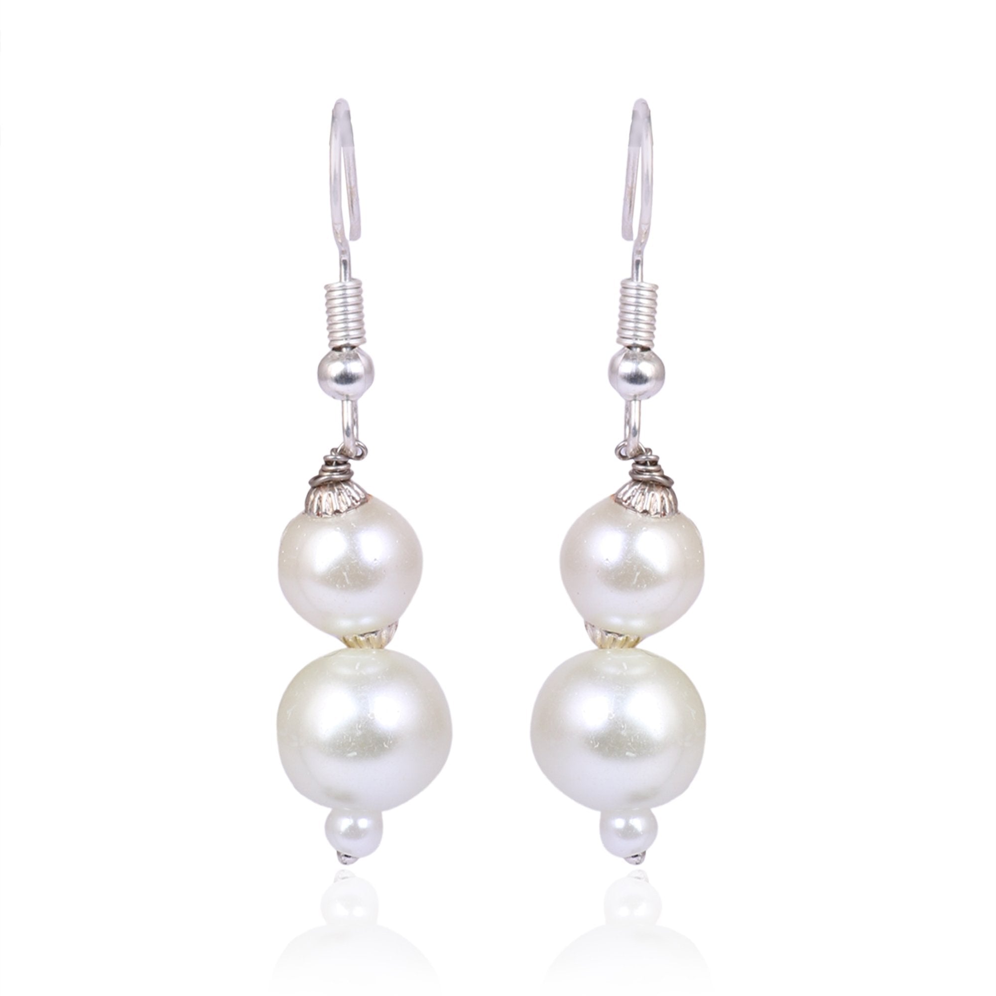 Women's Silver Colour Nackelace And Earrings With White Pearl  - Tehzeeb