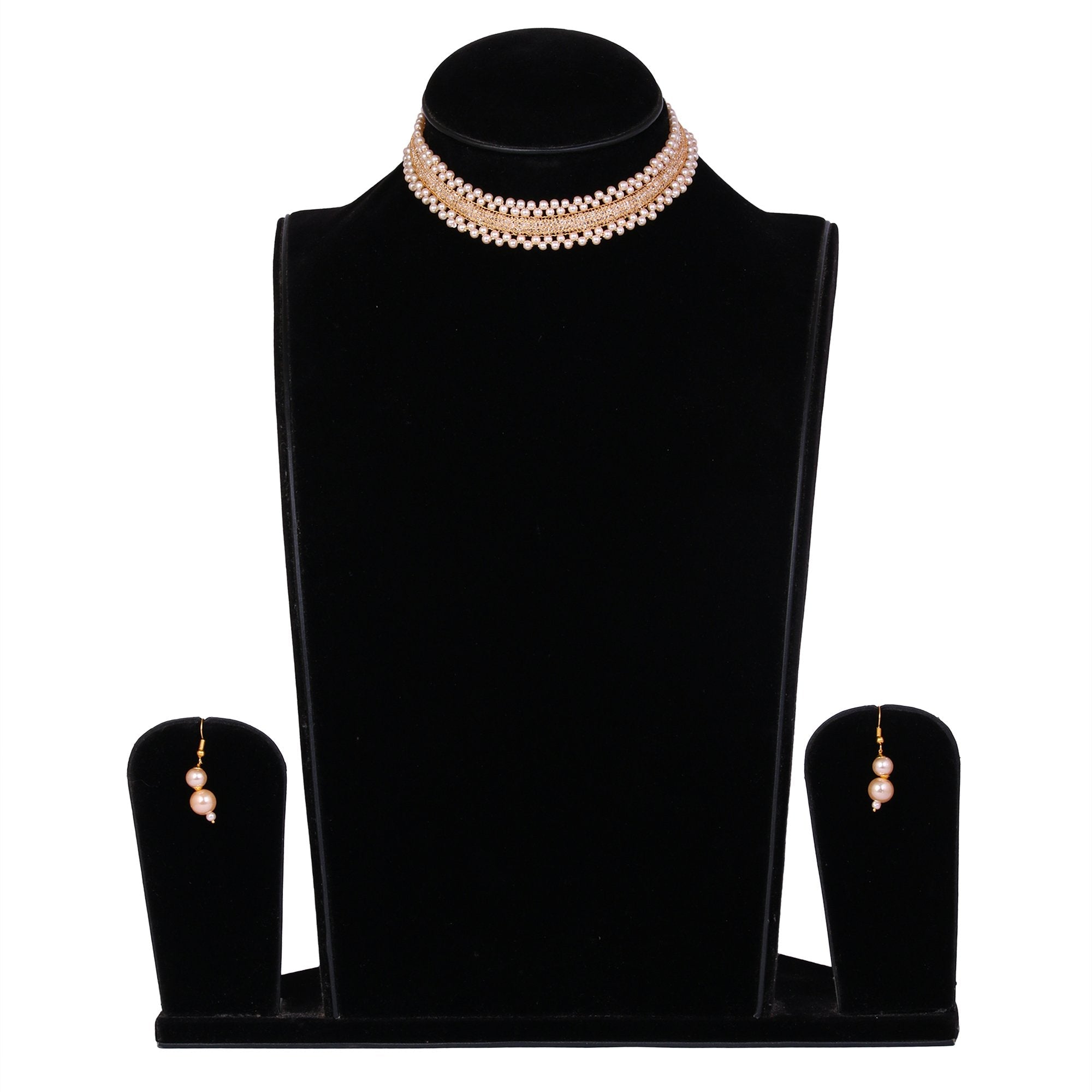Women's Golden Plated Necklace And Earrings  With Pearl - Tehzeeb