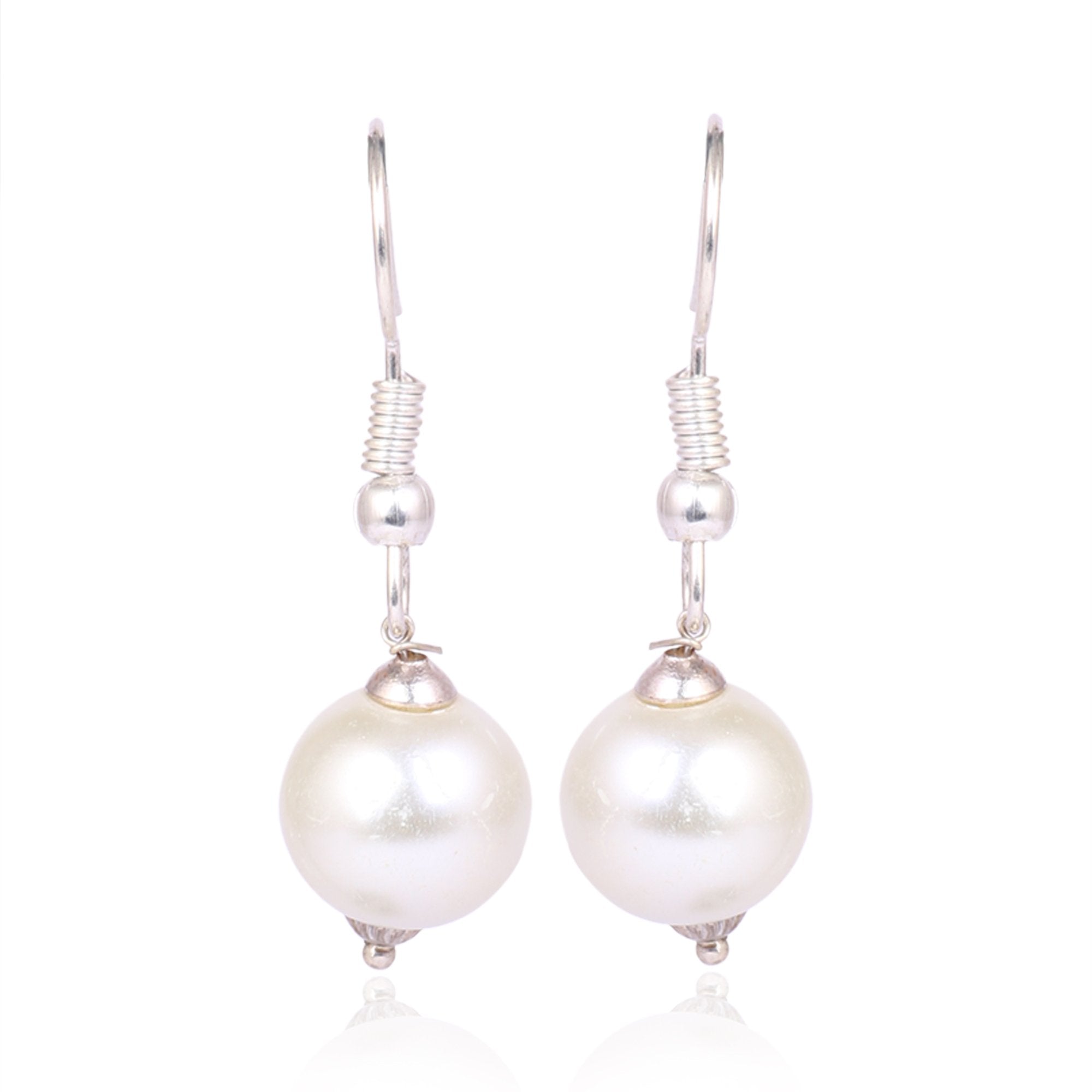 Women's White Colour Nacklace And Earrings With White Pearl   - Tehzeeb