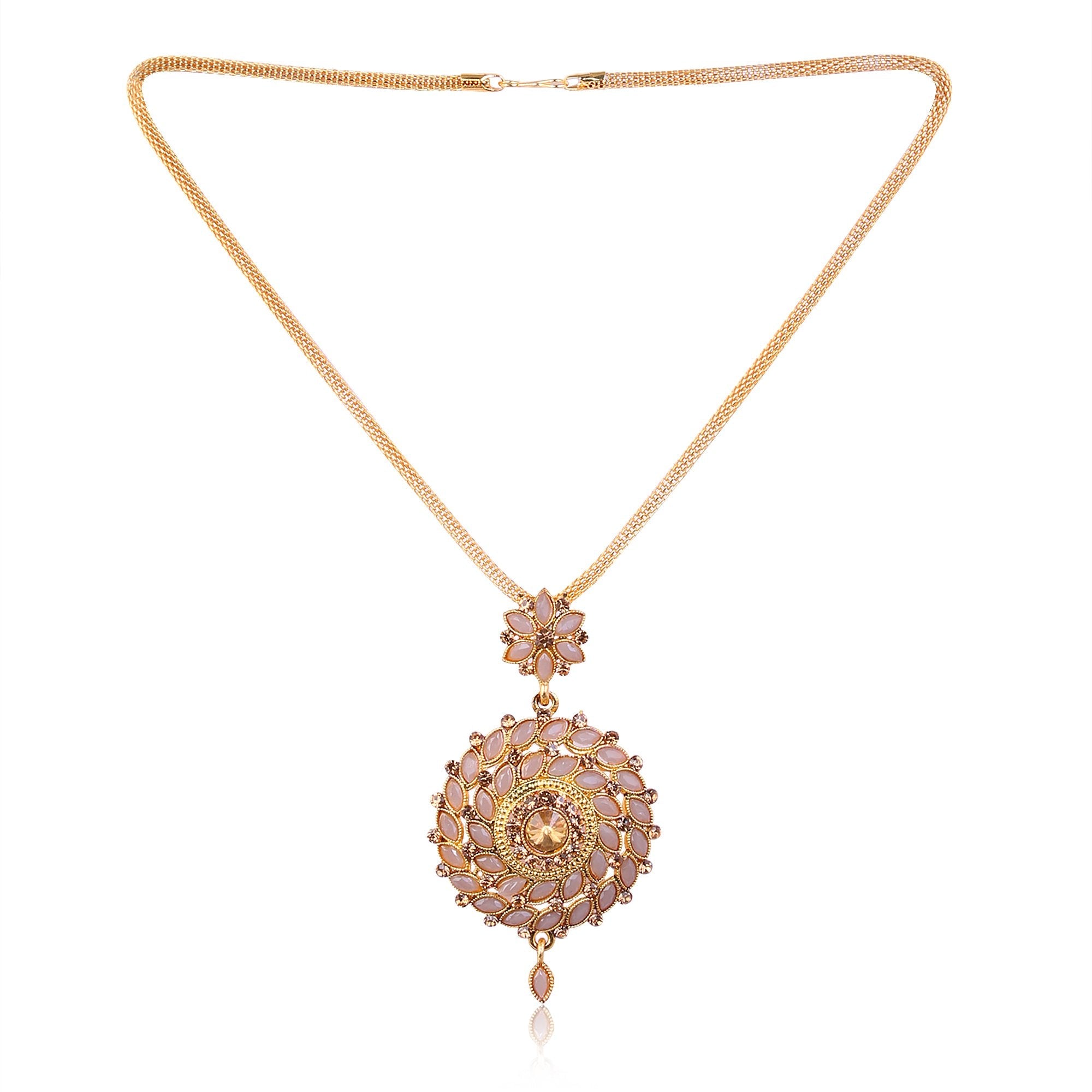 Women's Golden Plating Chain Pendent  With Earring  - Tehzeeb