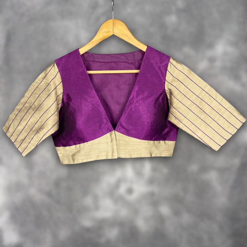 Women's Lavender Silk & Chanderi Blouse - Kapda Tailor Official