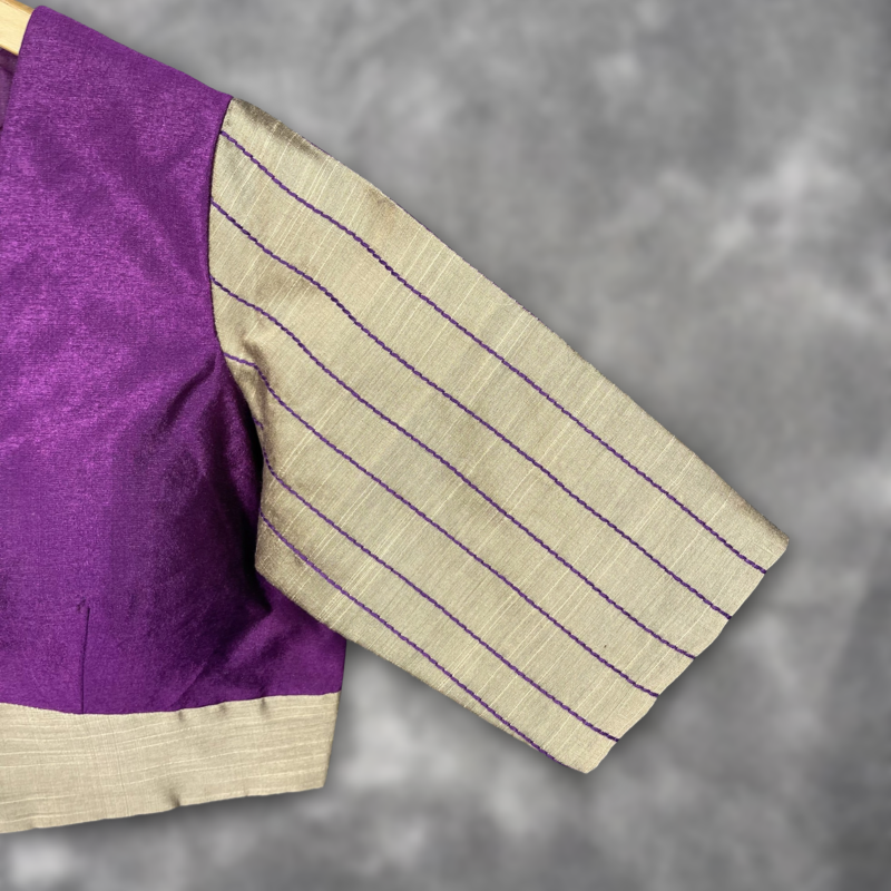 Women's Lavender Silk & Chanderi Blouse - Kapda Tailor Official