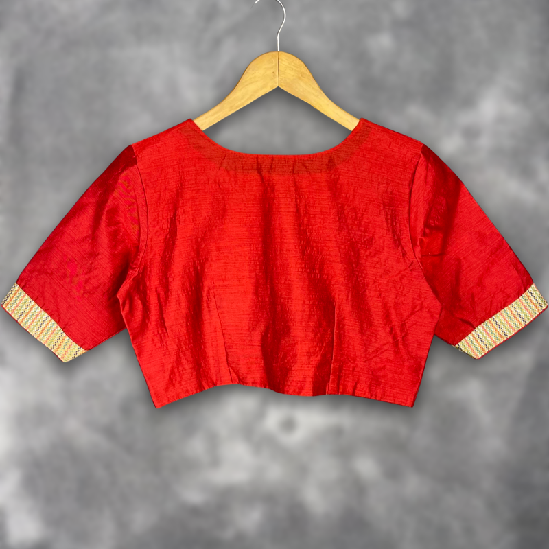 Women's Red/Gold Chanderi Silk / Brocket Blouse - Kapda Tailor Official