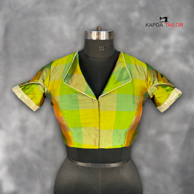 Women's Green Silk Blouse - Kapda Tailor Official