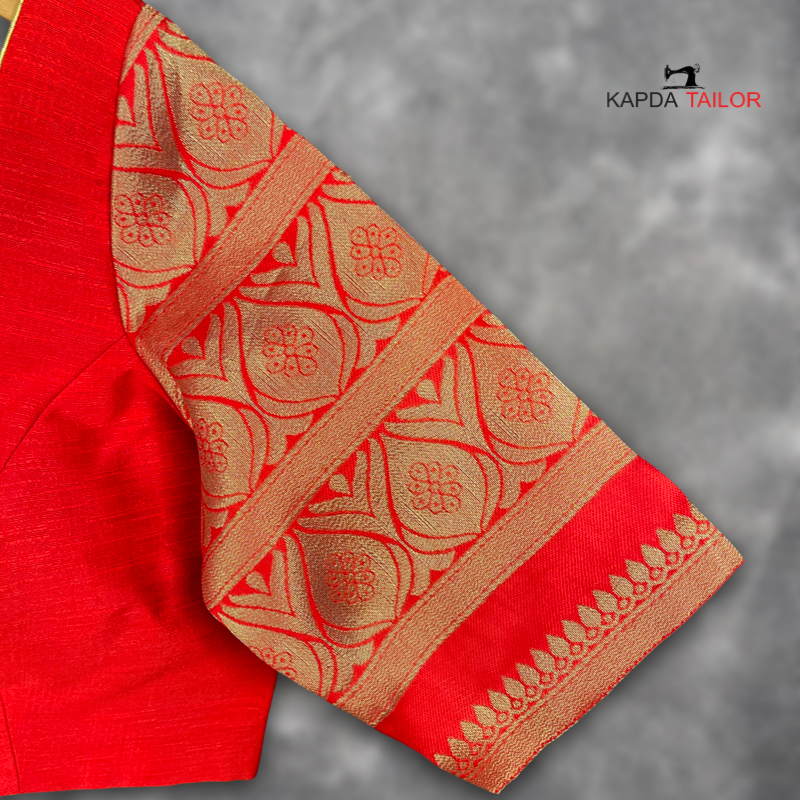 Women's Red Silk /Brocket Blouse - Kapda Tailor Official