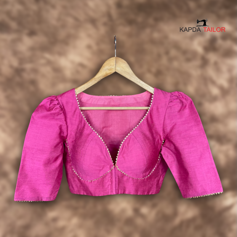 Women's Pink Chanderi Silk Blouse - Kapda Tailor Official