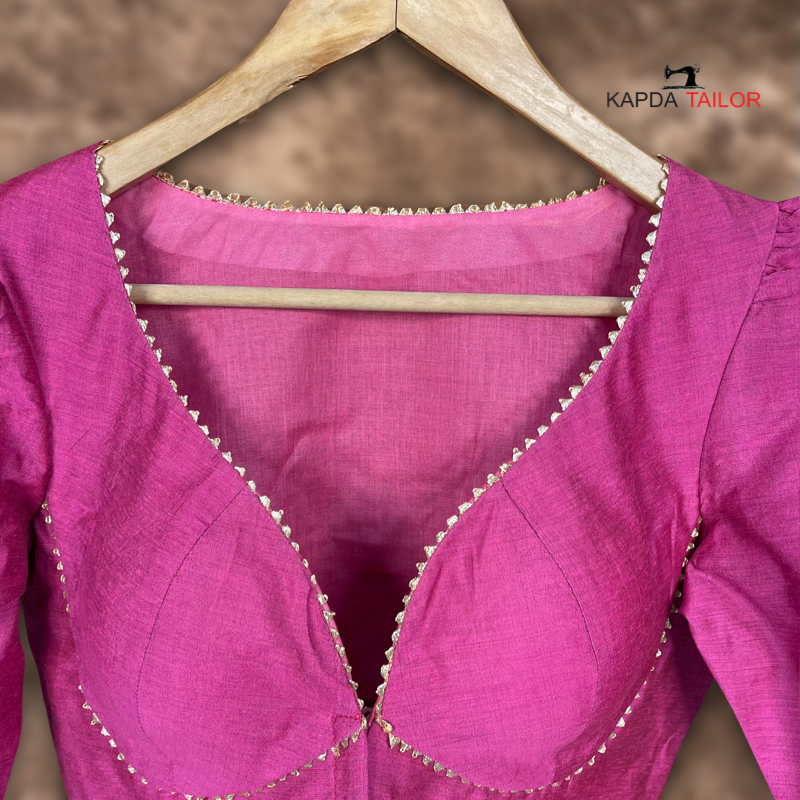 Women's Pink Chanderi Silk Blouse - Kapda Tailor Official