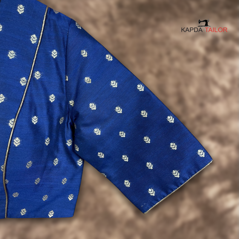 Women's Blue Silk With Zari Buta Blouse - Kapda Tailor Official