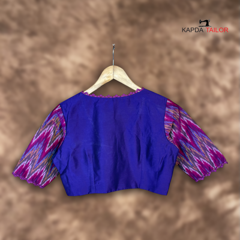 Women's Blue Cotton Silk /Silk Blouse - Kapda Tailor Official