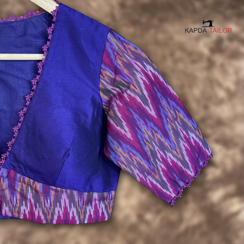 Women's Blue Cotton Silk /Silk Blouse - Kapda Tailor Official
