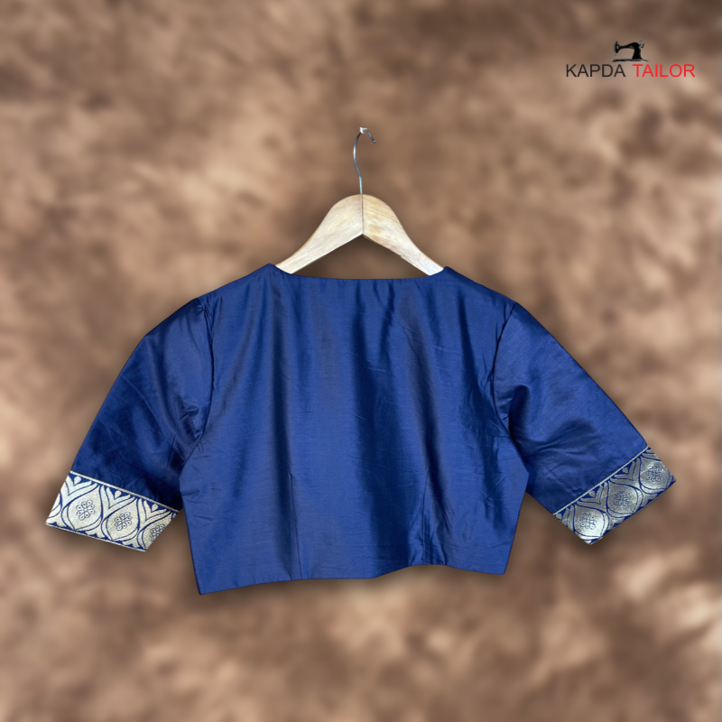 Women's Blue Silk / Broket Blouse - Kapda Tailor Official