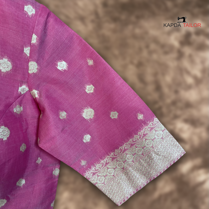 Women's Pink Chanderi Broket Blouse - Kapda Tailor Official