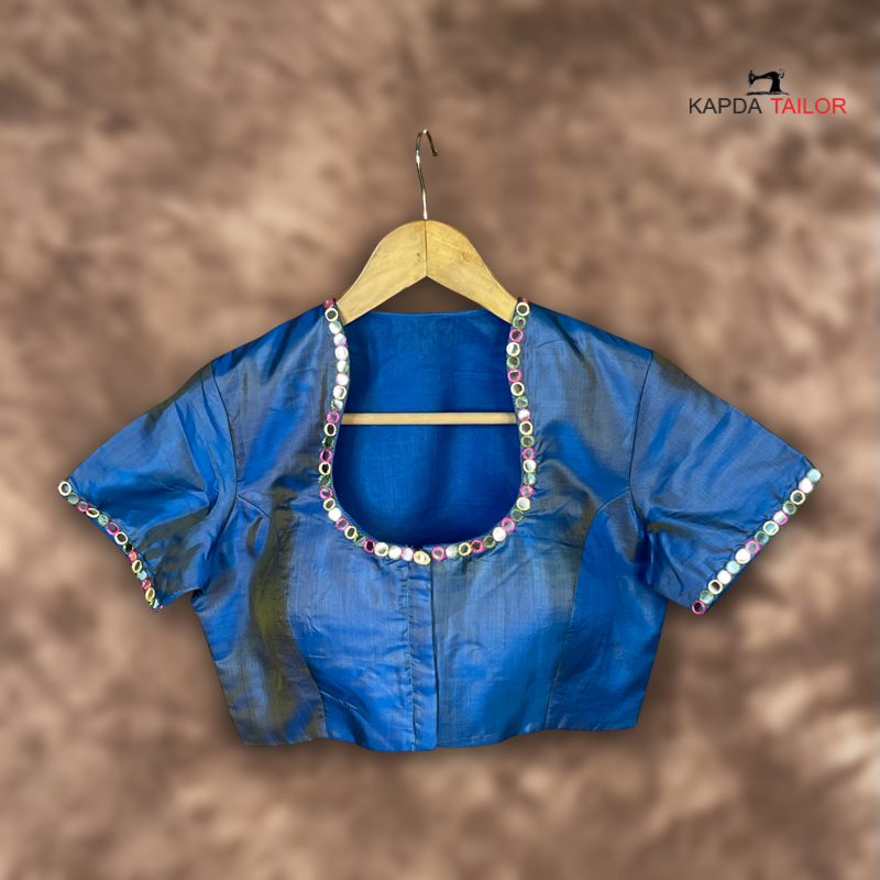 Women's Blue Silk Blouse - Kapda Tailor Official