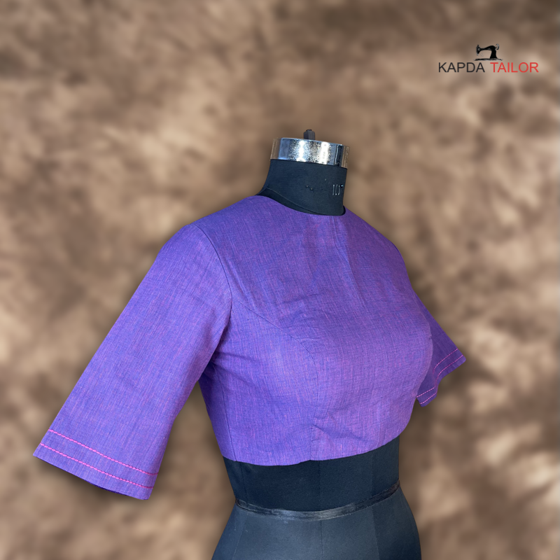Women's Purple Handloom Cotton Blouse - Kapda Tailor Official