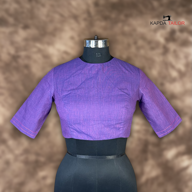 Women's Purple Handloom Cotton Blouse - Kapda Tailor Official