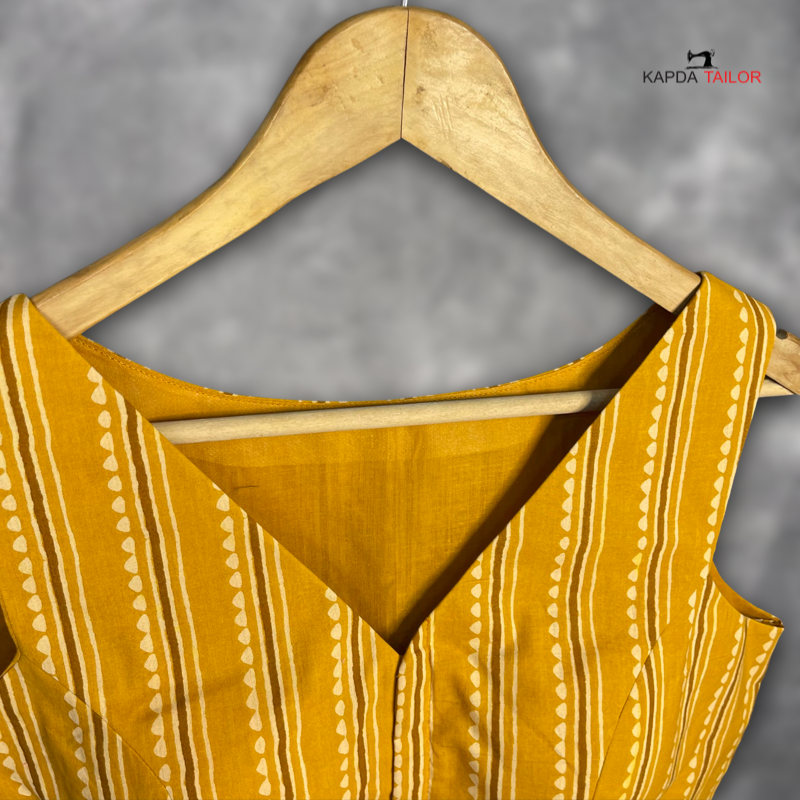 Women's Orange Cotton Printed Blouse - Kapda Tailor Official