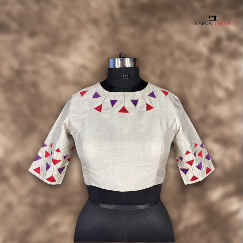 Women's Cream Silk Blouse - Kapda Tailor Official