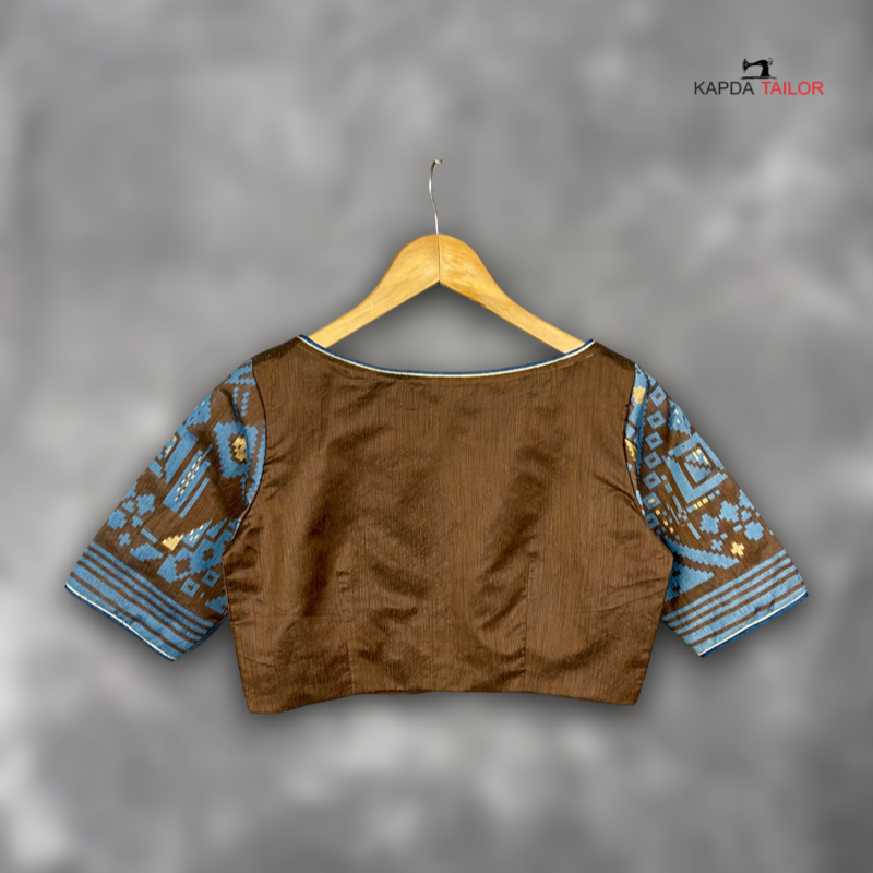 Women's Brown Chanderi Cotton Weaving Pattern Blouse - Kapda Tailor Official