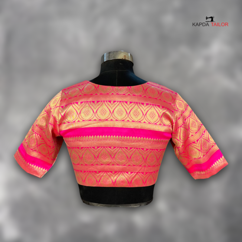 Women's Pink Broket Silk Blouse - Kapda Tailor Official