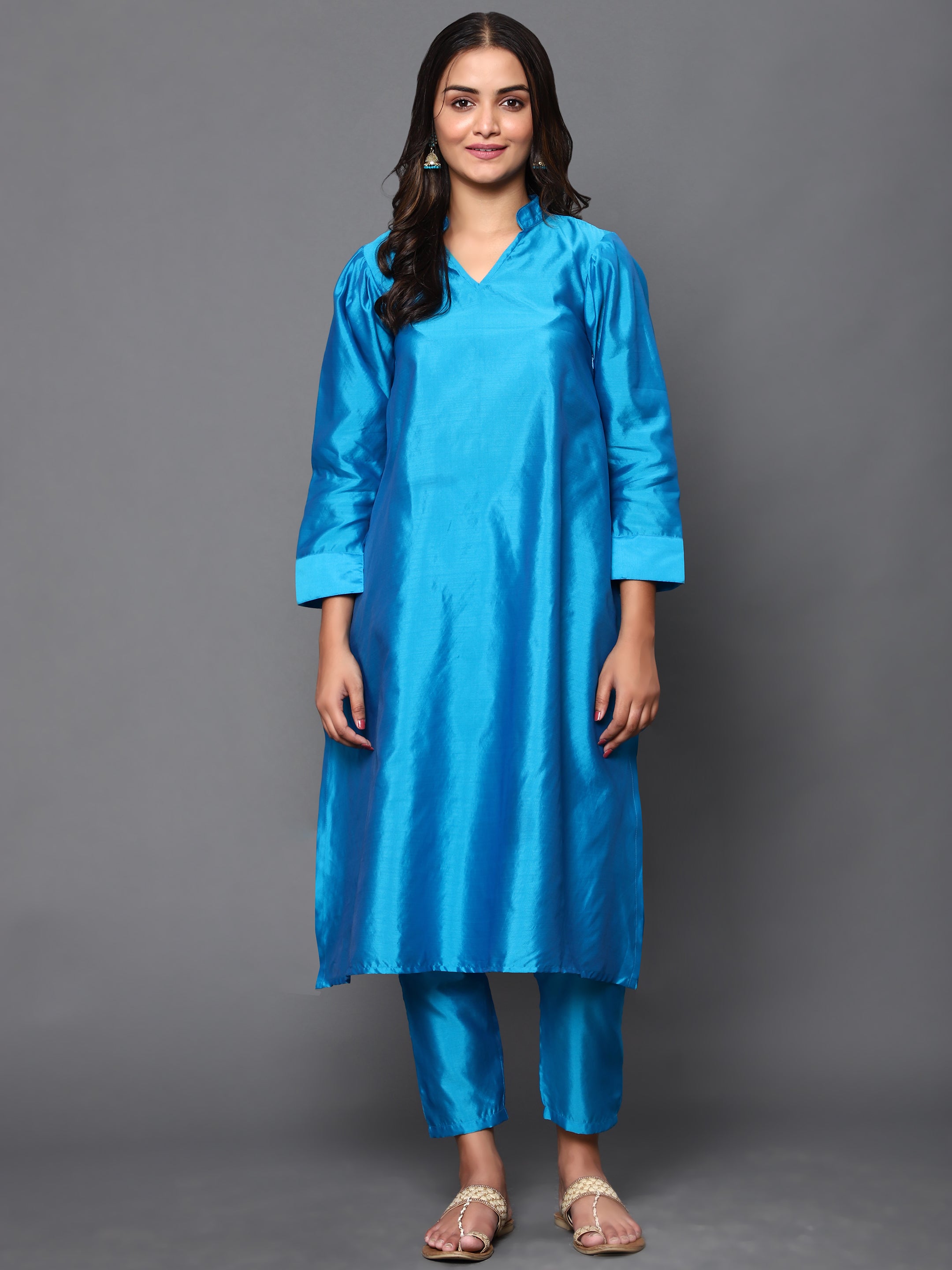 Women's Blue Taffeta Suit - Khumaar- Shuchi Bhutani